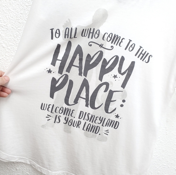 NWT Disney Store Park Ringer Style "Happy Place" Mickey Mouse Graphic Tee Shirt - Picture 3 of 10